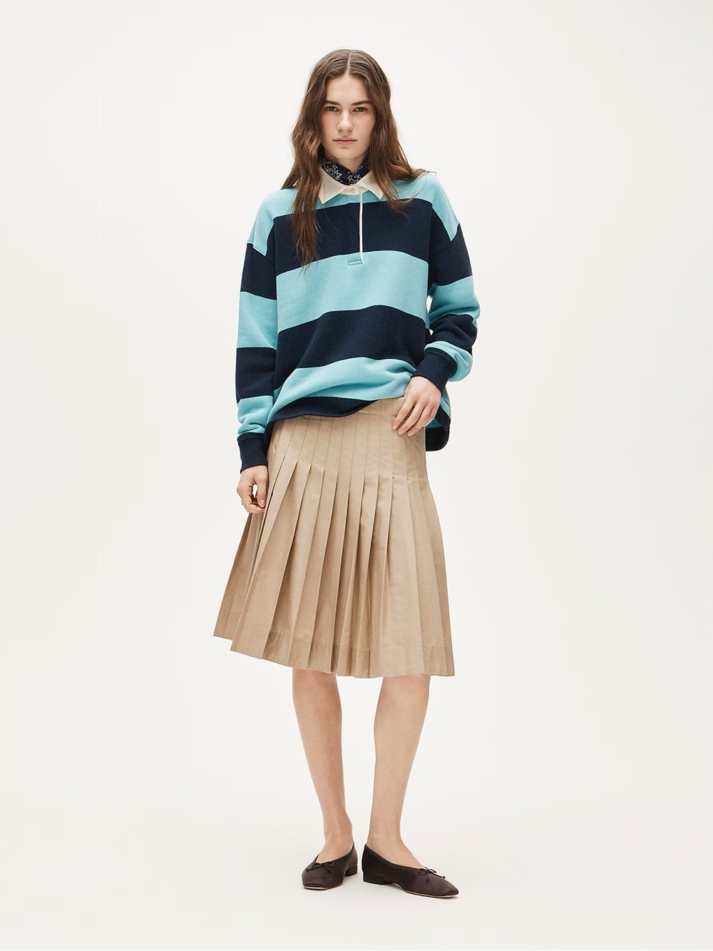 J. Crew Khaki Pleated A-Line Skirt - Picture 4 of 5